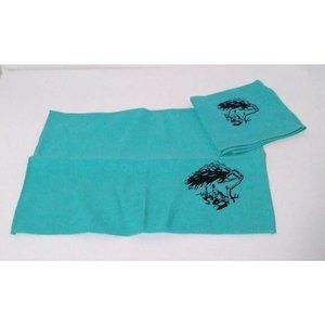 Vintage Placemat Napkin Set Turquoise Blue Coastal Beach House Cottage